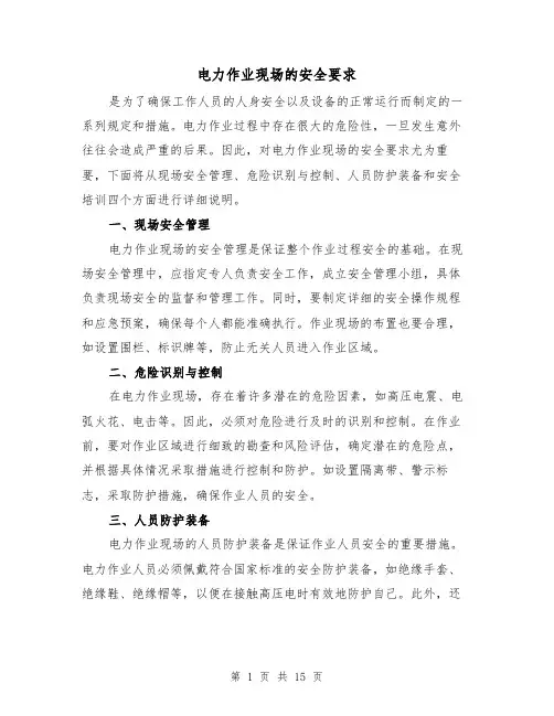 电力作业现场的安全要求（三篇）