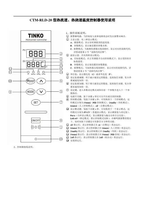 CTM-RLD-20型热流道、热浇道温度控制器使用说明