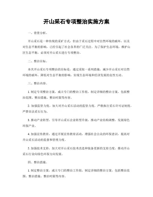 开山采石专项整治实施方案