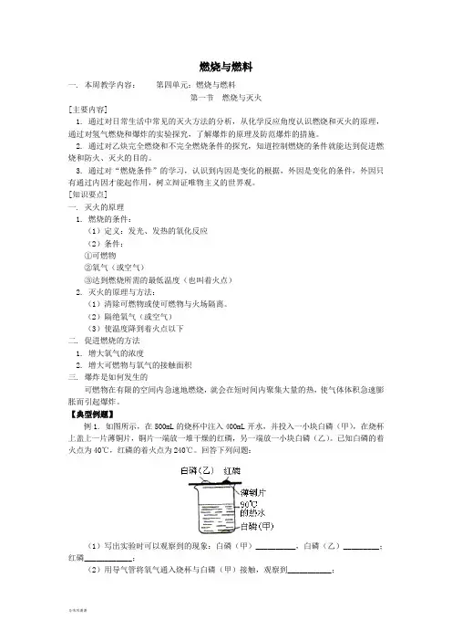 鲁教版化学九年级上册燃料与燃烧单元检测.docx