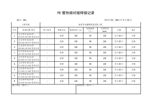 PE管焊接记录