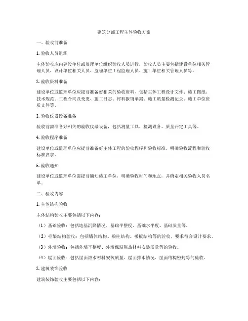 建筑分部工程主体验收方案