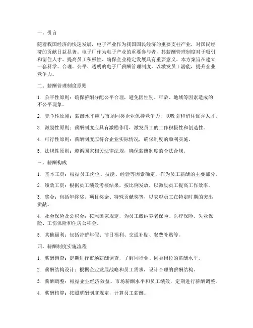 电子厂薪酬管理制度方案
