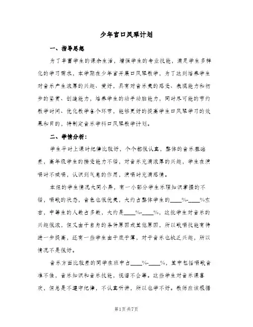 2024年少年宫口风琴计划（三篇）
