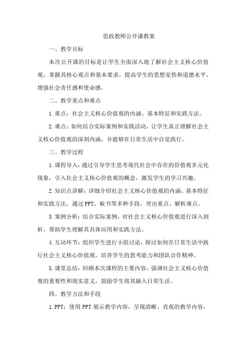 思政教师公开课教案