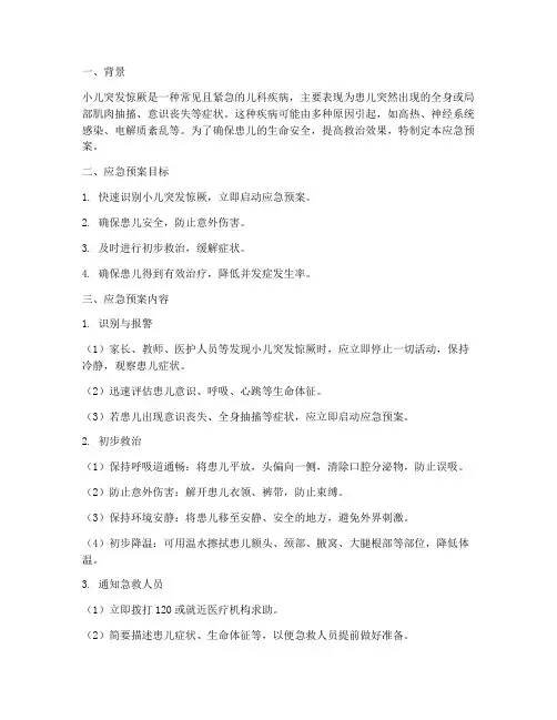 小儿突发惊厥应急预案