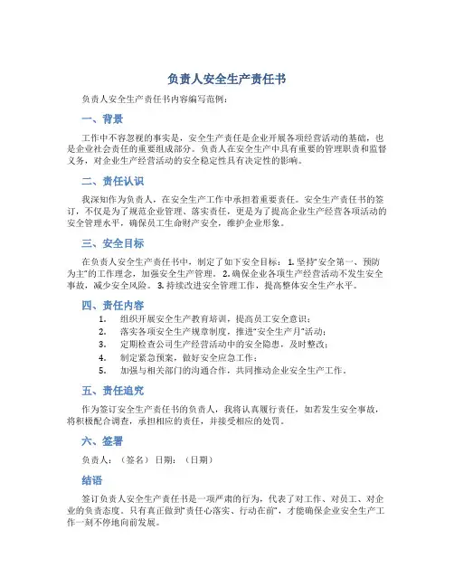 负责人安全生产责任书