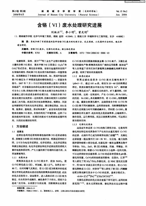 含铬(VI)废水处理研究进展