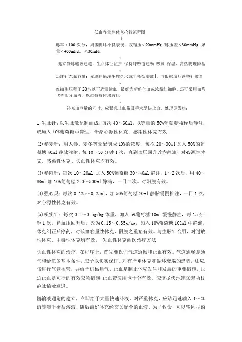 低血容量性休克抢救流程图