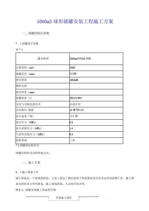 5000m3球形储罐安装工程施工方案