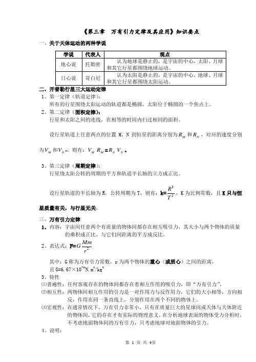 物理必修2第三章知识要点