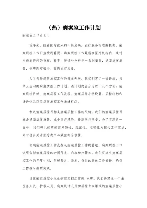 (热)病案室工作计划
