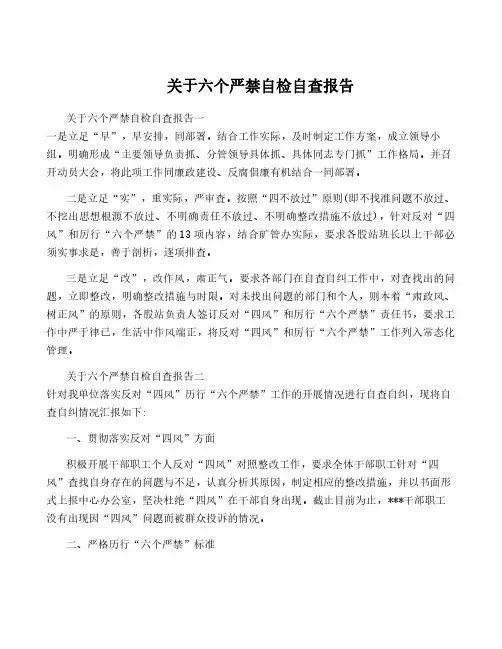 关于六个严禁自检自查报告