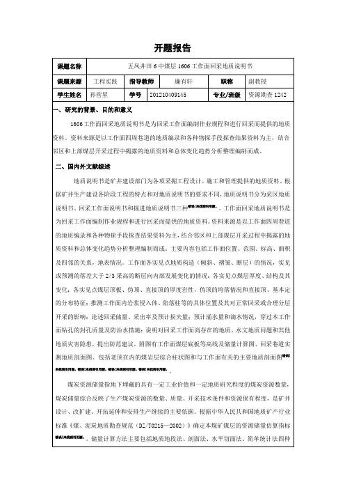回采地质说明书