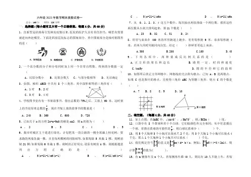 人教版六年级下册数学期末奥数考试试卷 