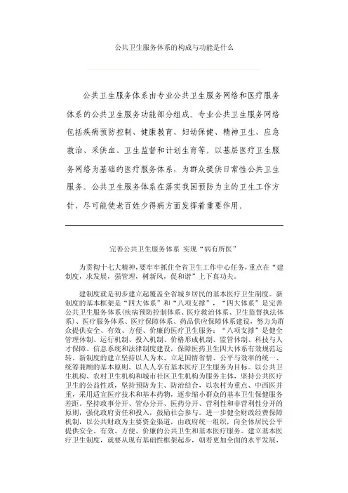公共卫生服务体系的构成与功能是什么