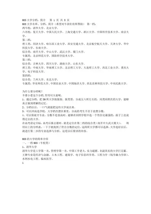 985大学名单