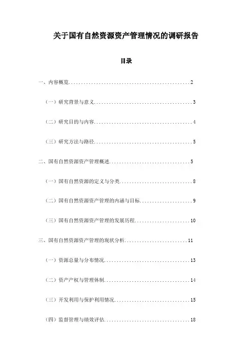 关于国有自然资源资产管理情况的调研报告