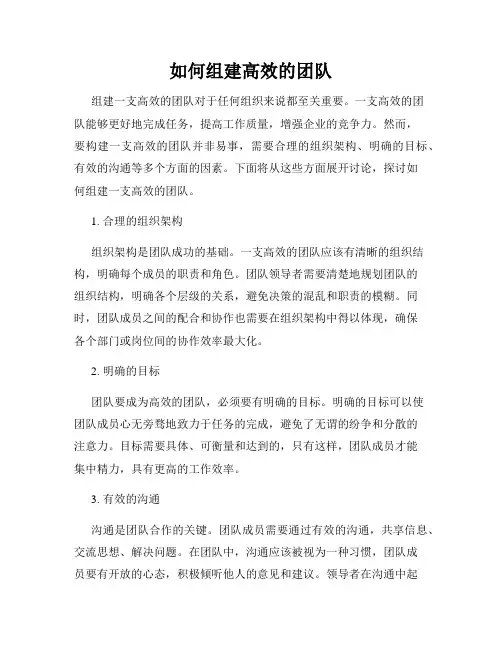 如何组建高效的团队