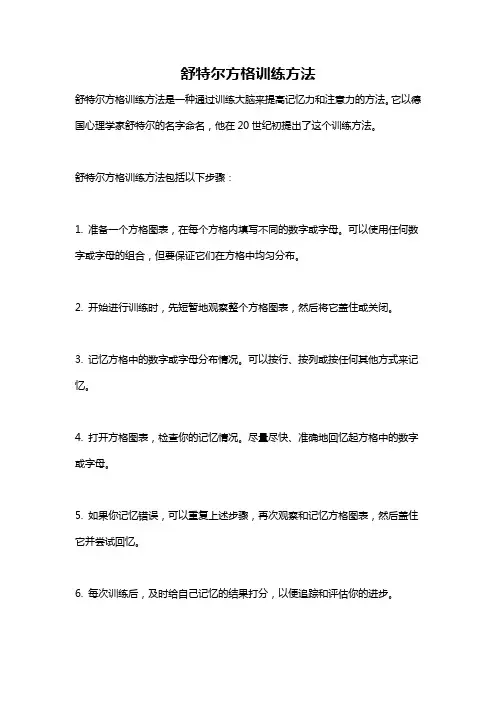 舒特尔方格训练方法