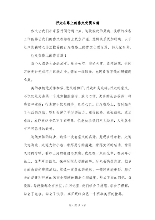 行走在路上的作文优质5篇