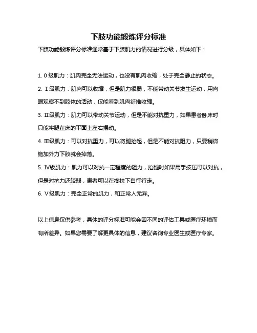下肢功能锻炼评分标准
