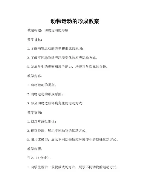 动物运动的形成教案