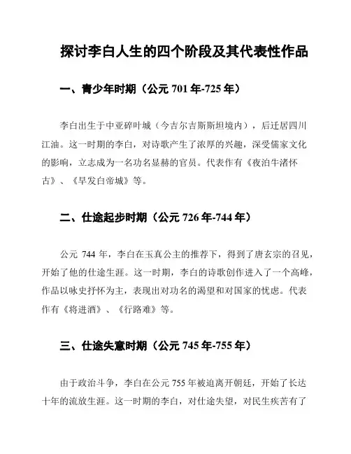 探讨李白人生的四个阶段及其代表性作品
