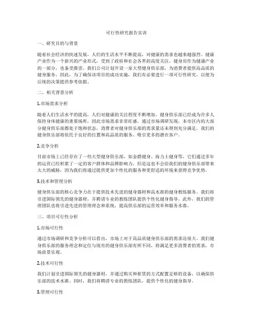 可行性研究报告实训