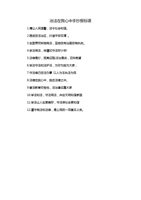 治法在我心中手抄报标语