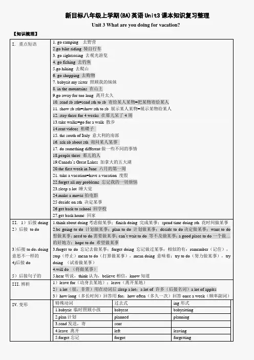 人教版英语八上Unit3知识复习