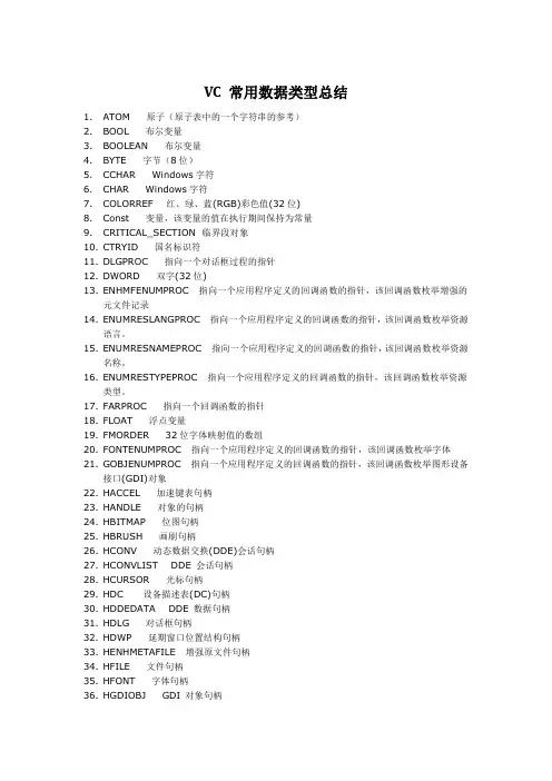 VC常用数据类型总结
