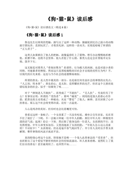 《狗猫鼠》读后感