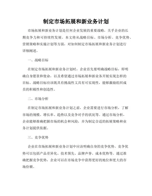 制定市场拓展和新业务计划