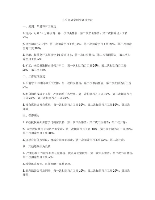 办公室规章制度处罚规定