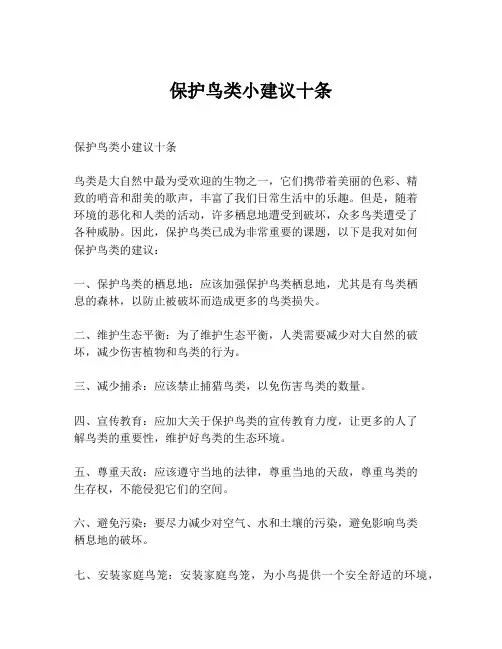 保护鸟类小建议十条