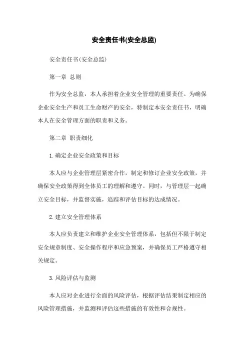 安全责任书(安全总监)