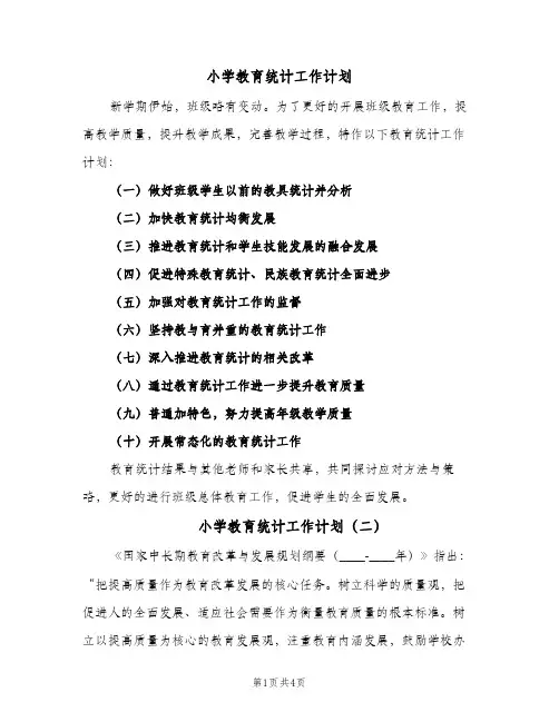 2024年小学教育统计工作计划（三篇）