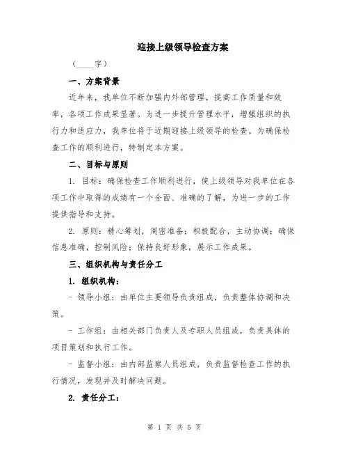 迎接上级领导检查方案