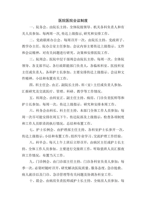 医院医院会议制度