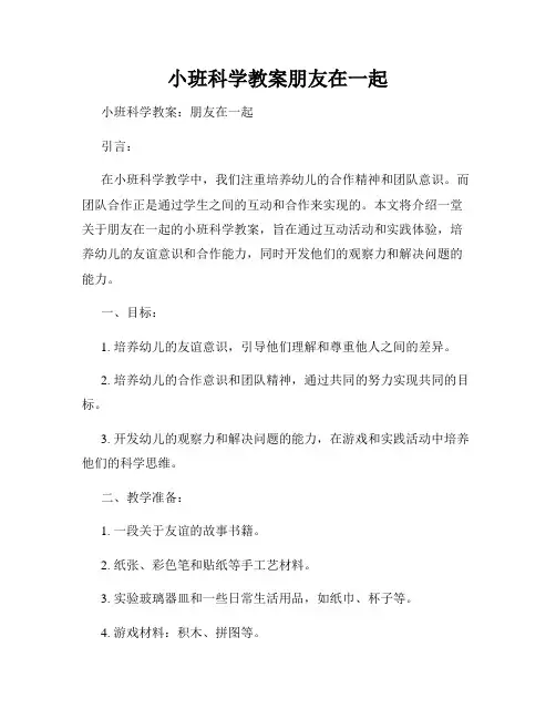 小班科学教案朋友在一起
