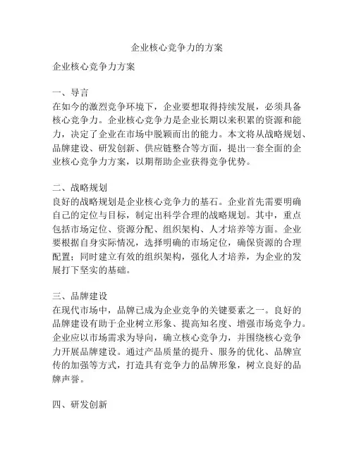 企业核心竞争力的方案