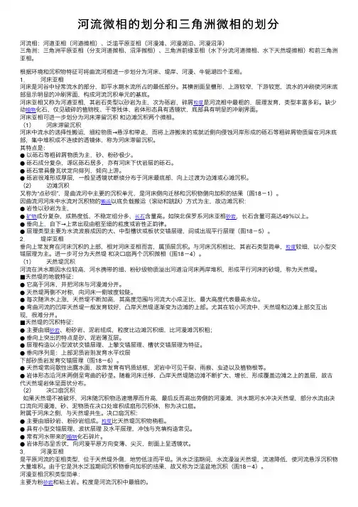 河流微相的划分和三角洲微相的划分