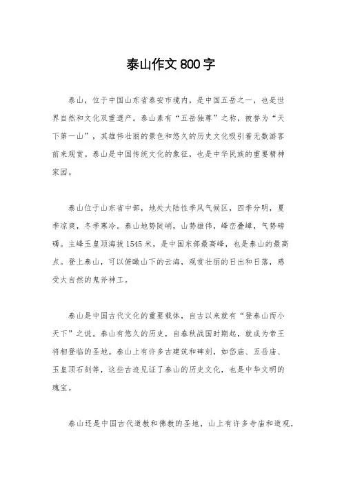 泰山作文800字