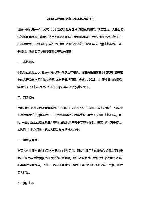 2023年壮腰补肾丸行业市场调查报告
