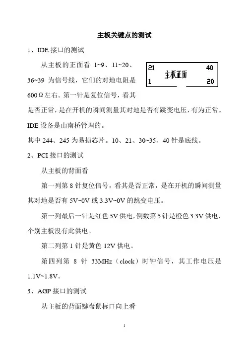 主板关键点的测试