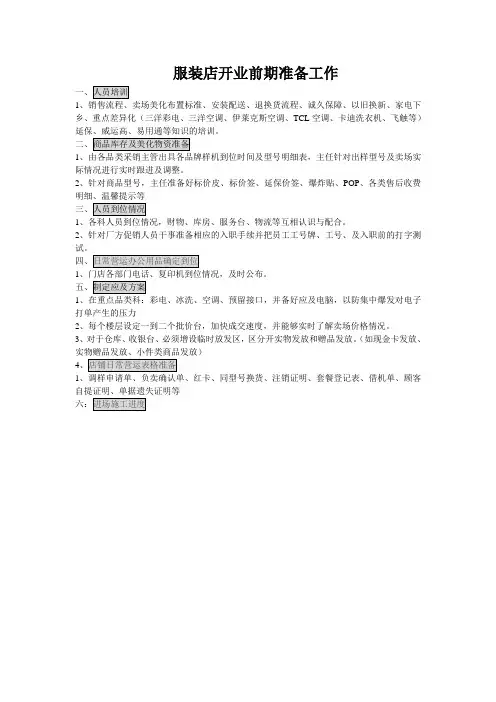 服装店开业前期准备工作