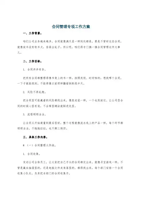 合同管理专项工作方案