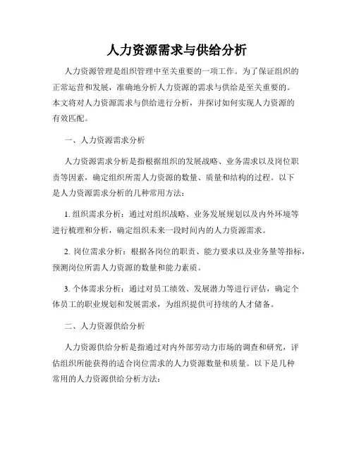 人力资源需求与供给分析