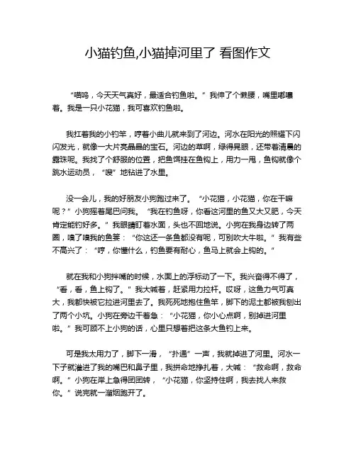 小猫钓鱼,小猫掉河里了 看图作文